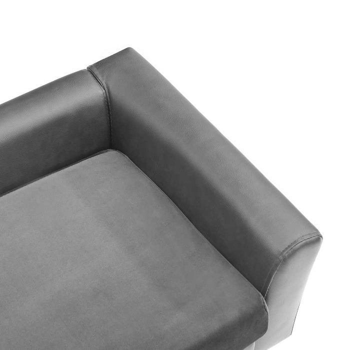 Canapea pentru câini, gri, 60x43x30 cm, pluș & piele ecologică WALTI