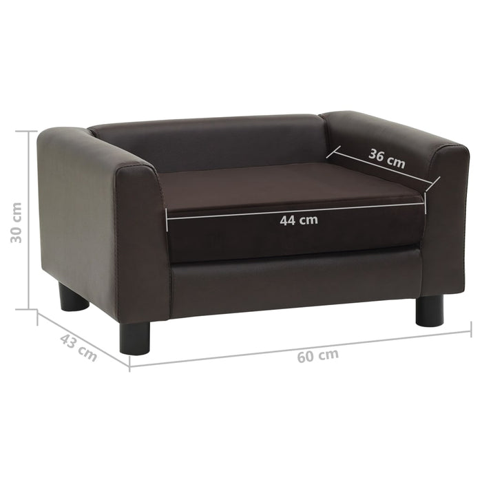 Canapea pentru câini, maro, 60x43x30 cm, pluș & piele ecologică - WALTI WALTI
