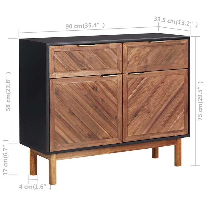 Dulap, 90 x 33,5 x 75 cm, lemn masiv de acacia și MDF WALTI