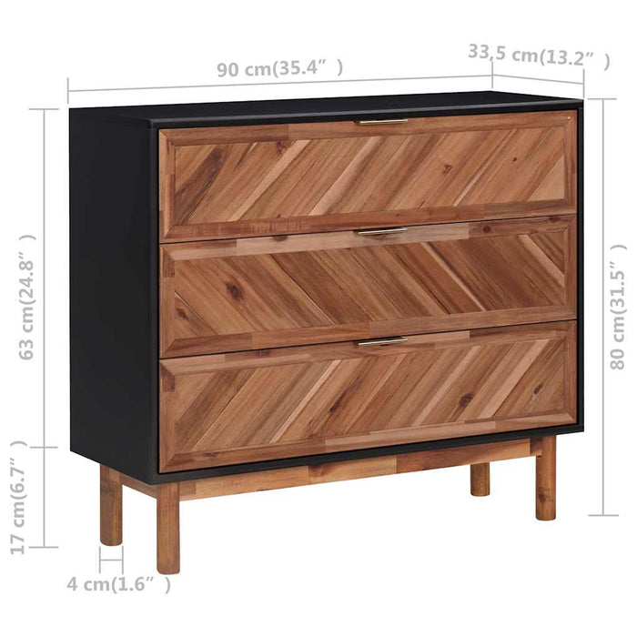 Dulap, 90 x 33,5 x 80 cm, lemn masiv de acacia și MDF WALTI