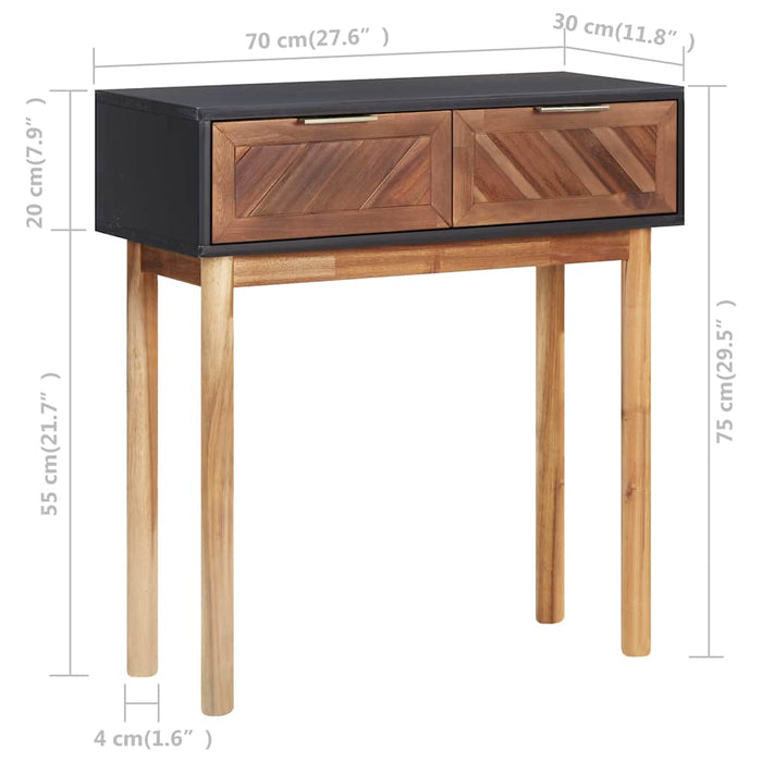 Masă consolă, 70 x 30 x 75 cm, lemn masiv de acacia și MDF WALTI