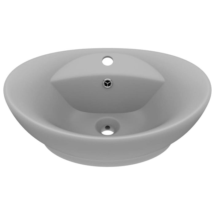 Chiuvetă lux cu preaplin gri deschis mat 58,5x39cm ceramic oval - WALTI WALTI