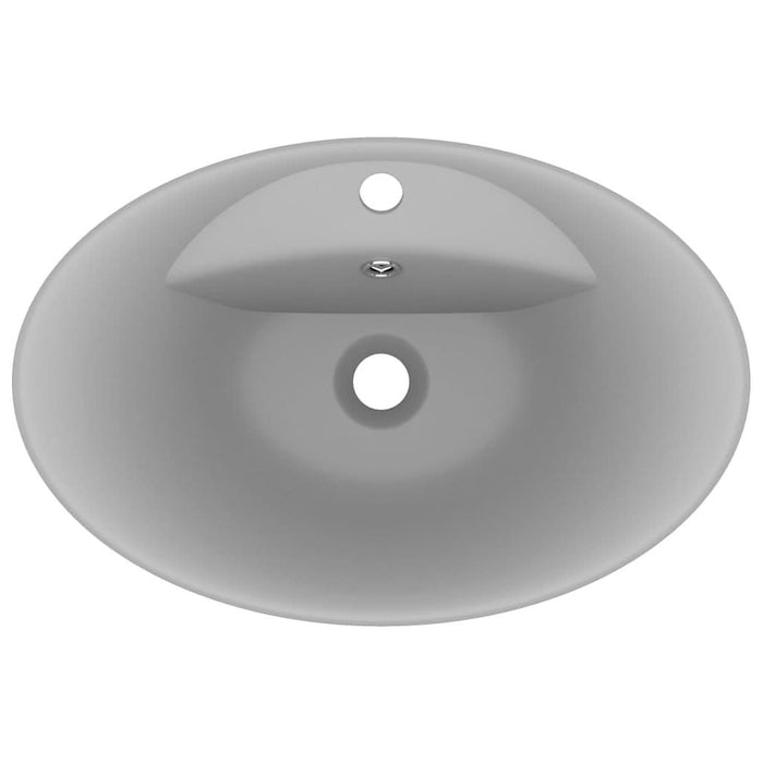 Chiuvetă lux cu preaplin gri deschis mat 58,5x39cm ceramic oval - WALTI WALTI
