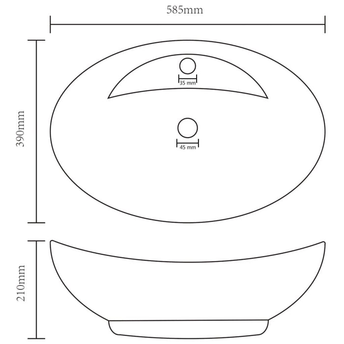 Chiuvetă lux cu preaplin gri deschis mat 58,5x39cm ceramic oval - WALTI WALTI