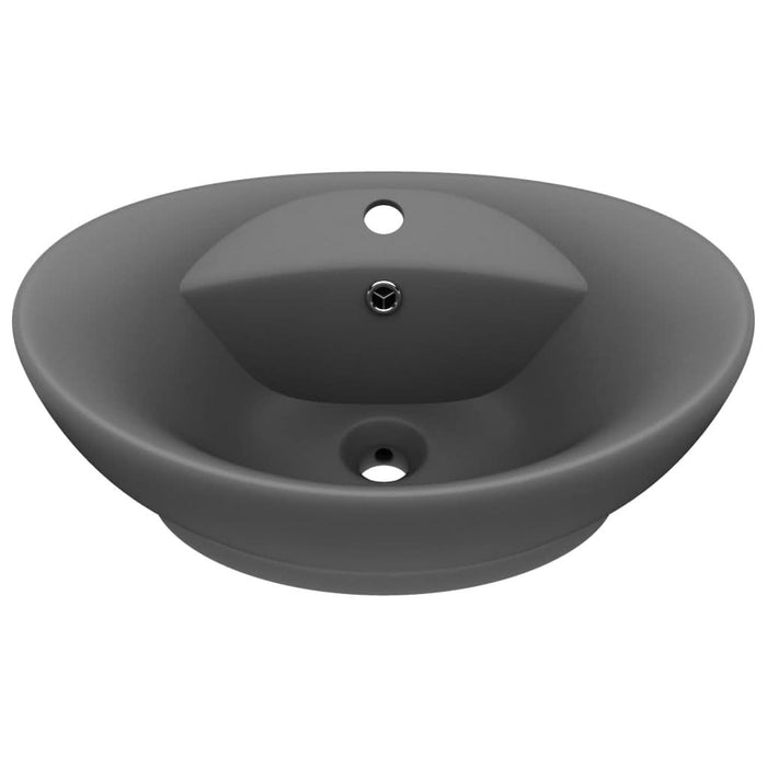 Chiuvetă lux cu preaplin gri închis mat 58,5x39cm ceramică oval - WALTI WALTI
