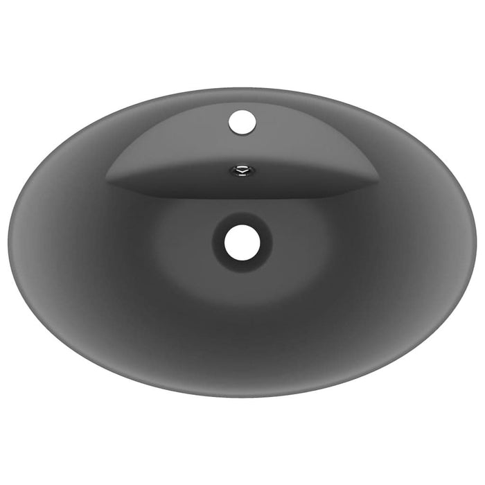 Chiuvetă lux cu preaplin gri închis mat 58,5x39cm ceramică oval - WALTI WALTI