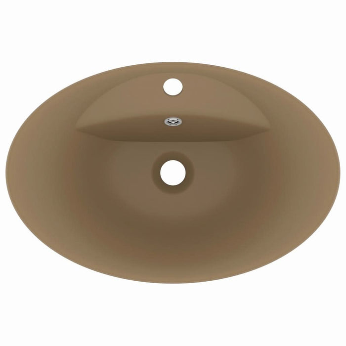 Chiuvetă lux cu preaplin, crem mat, 58,5x39 cm ceramică, oval - WALTI WALTI