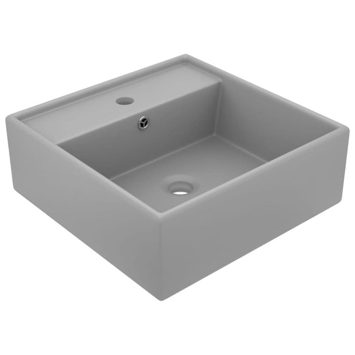 Chiuvetă lux preaplin, gri deschis mat 41x41 cm ceramică pătrat - WALTI WALTI