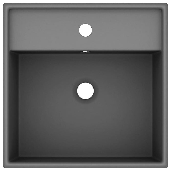 Chiuvetă lux cu preaplin gri închis mat 41x41cm ceramică pătrat - WALTI WALTI