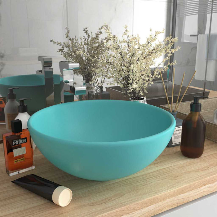 Chiuvetă baie lux verde deschis mat 32,5x14 cm ceramică rotund WALTI