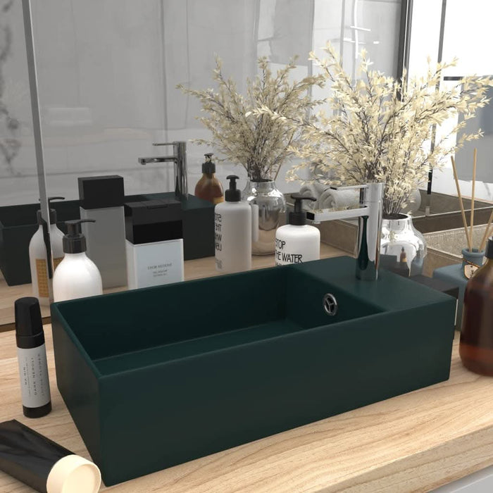 Chiuvetă de baie cu preaplin, verde închis, ceramică - WALTI WALTI