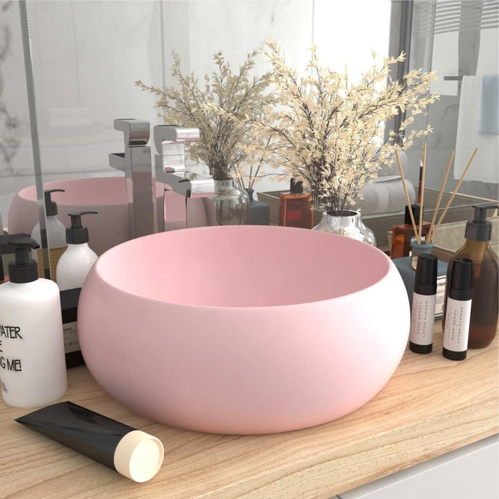 Chiuvetă de baie lux roz mat 40x15 cm ceramică rotund - WALTI WALTI