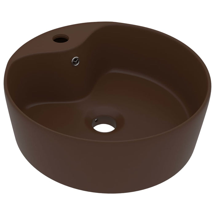 Chiuvetă de lux cu preaplin, maro închis mat, 36x13cm, ceramică - WALTI WALTI