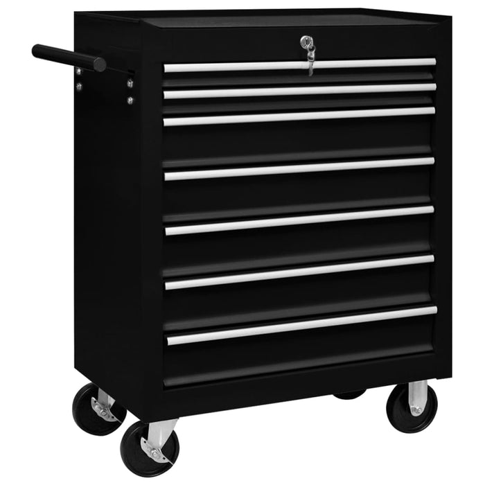Cărucior de scule pentru atelier cu 7 sertare, negru WALTI