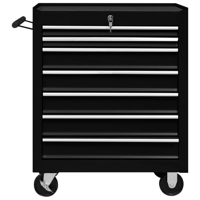 Cărucior de scule pentru atelier cu 7 sertare, negru WALTI