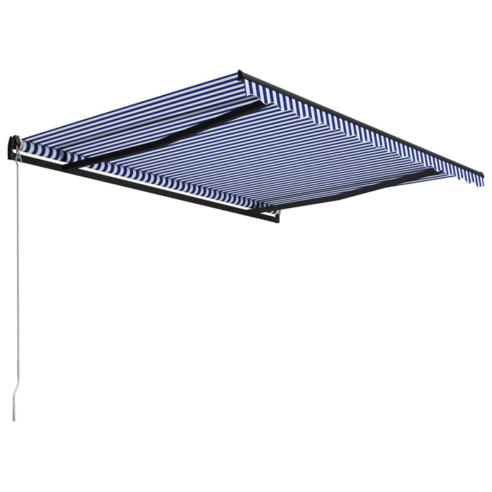 Copertină retractabilă manual, albastru și alb, 450x300 cm - WALTI WALTI