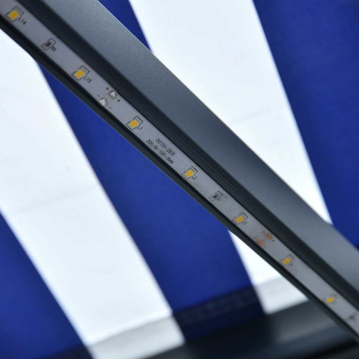Copertină retractabilă manual cu LED, albastru/alb, 300x250 cm - WALTI WALTI