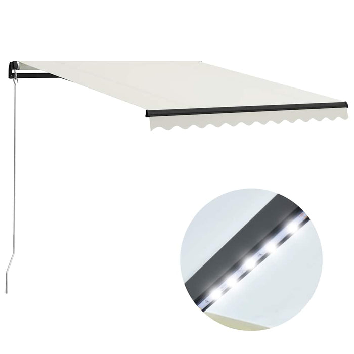 Copertină retractabilă manual cu LED, crem, 300 x 250 cm - WALTI WALTI