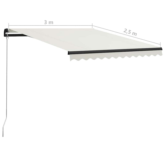 Copertină retractabilă manual cu LED, crem, 300 x 250 cm - WALTI WALTI