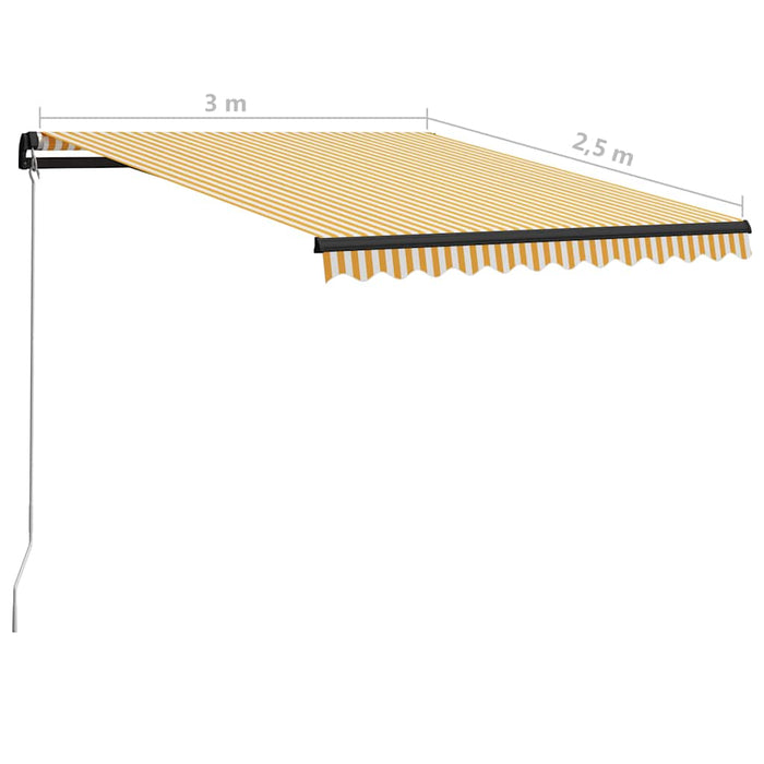 Copertină retractabilă manual cu LED, galben/alb, 300 x 250 cm - WALTI WALTI