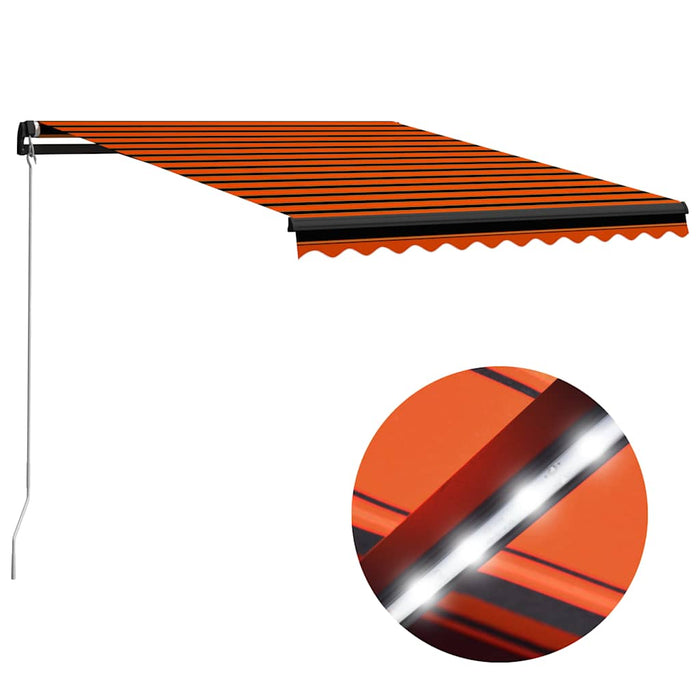 Copertină retractabilă manual LED portocaliu și maro 300x250 cm - WALTI WALTI