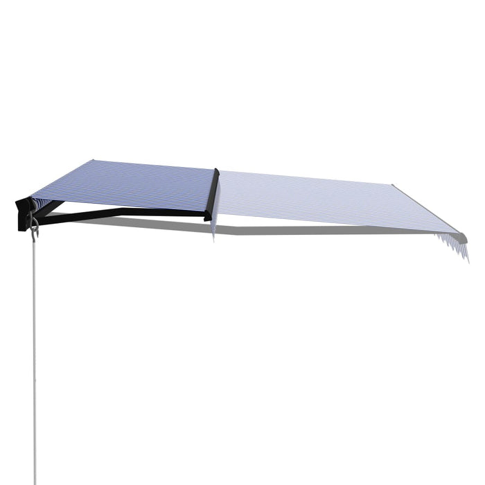 vidaXL Copertină retractabilă manual cu LED, albastru/alb, 450x300 cm WALTI