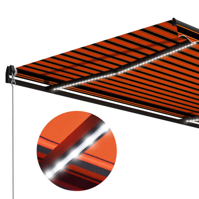 Copertină retractabilă manual LED portocaliu/maro, 450 x 300 cm - WALTI WALTI