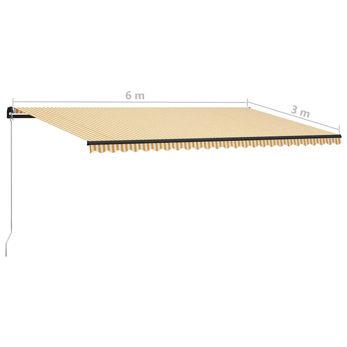 Copertină retractabilă manual cu LED, galben/alb, 600 x 300 cm WALTI