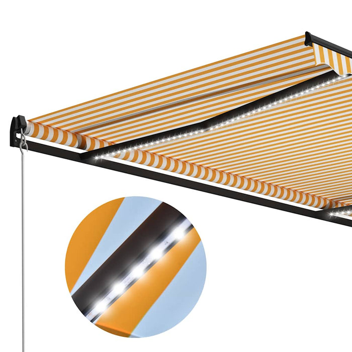 Copertină retractabilă manual cu LED, galben/alb, 600 x 300 cm WALTI