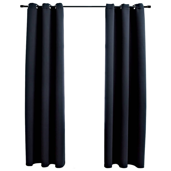 Perdele opace cu inele, 2 buc., negru, 97x213 cm, material textil WALTI