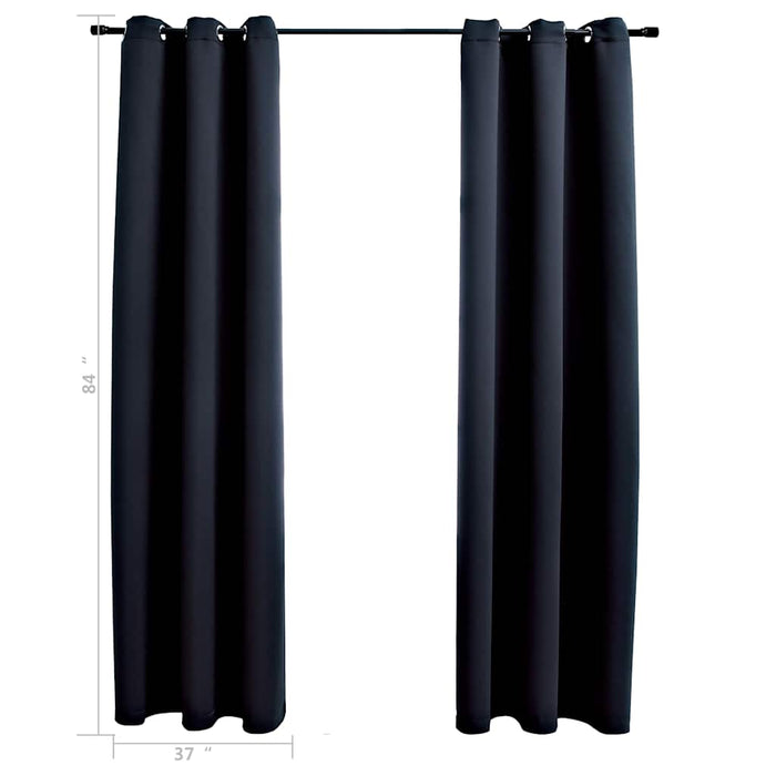 Perdele opace cu inele, 2 buc., negru, 97x213 cm, material textil WALTI