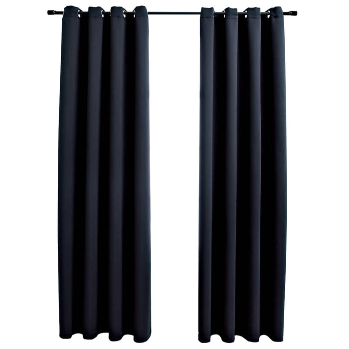 Perdele opace cu inele, 2 buc., negru, 137x213 cm, material textil WALTI