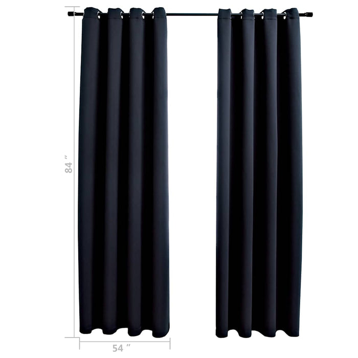 Perdele opace cu inele, 2 buc., negru, 137x213 cm, material textil WALTI