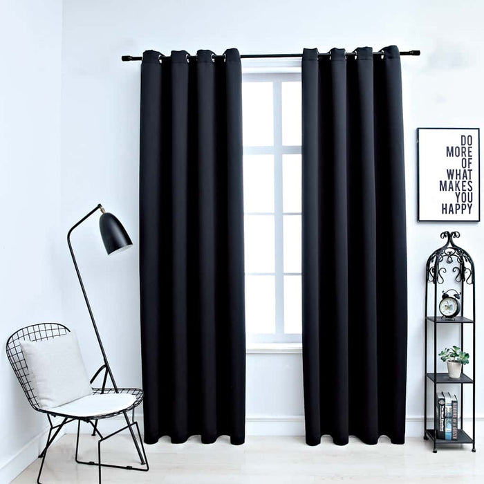 Perdele opace cu inele, 2 buc., negru, 137x213 cm, material textil WALTI