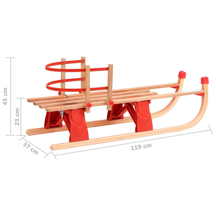 Sanie pliabilă pentru zăpadă cu spătar, 119 cm, lemn - WALTI WALTI
