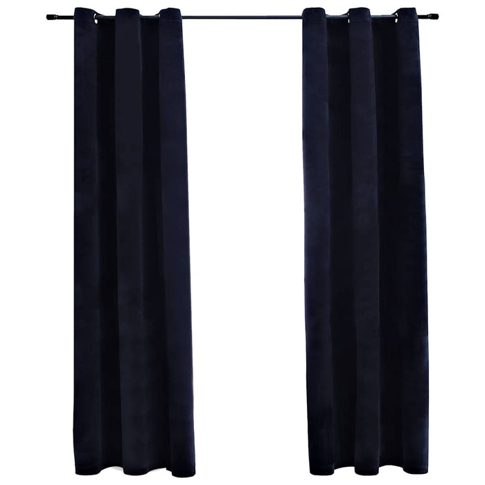 Perdele opace cu inele, 2 buc., negru, catifea, 37 x 84 cm WALTI