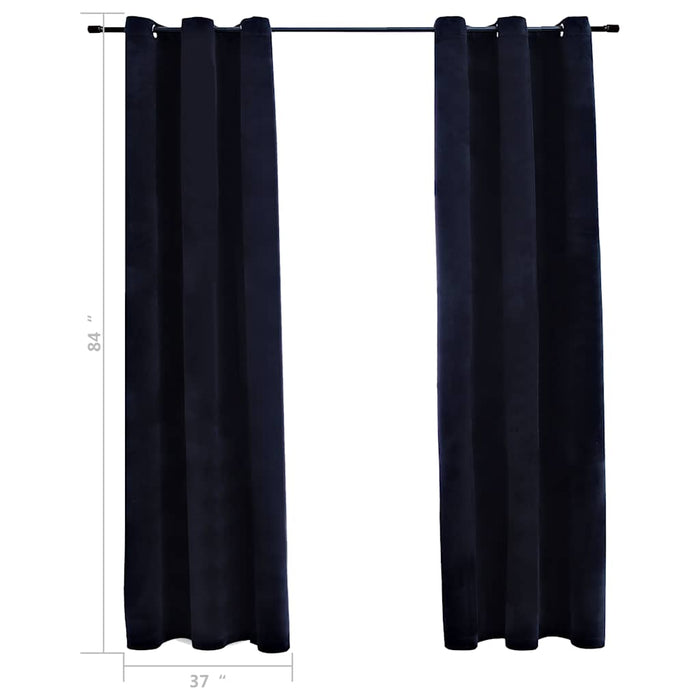 Perdele opace cu inele, 2 buc., negru, catifea, 37 x 84 cm WALTI