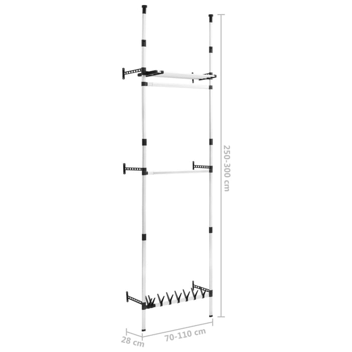 Sistem șifonier telescopic, cu bare și raft, aluminiu - WALTI WALTI