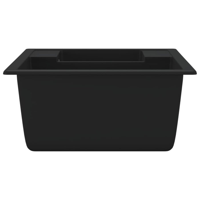 Chiuvetă bucătărie dublă cu orificiu de preaplin, negru, granit - WALTI WALTI