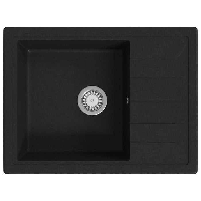 Chiuvetă de bucătărie cu orificiu de preaplin, negru, oval, granit - WALTI WALTI