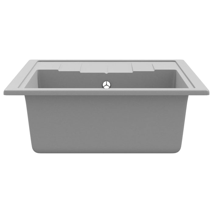 Chiuvetă de bucătărie cu orificiu de preaplin, gri, oval, granit - WALTI WALTI
