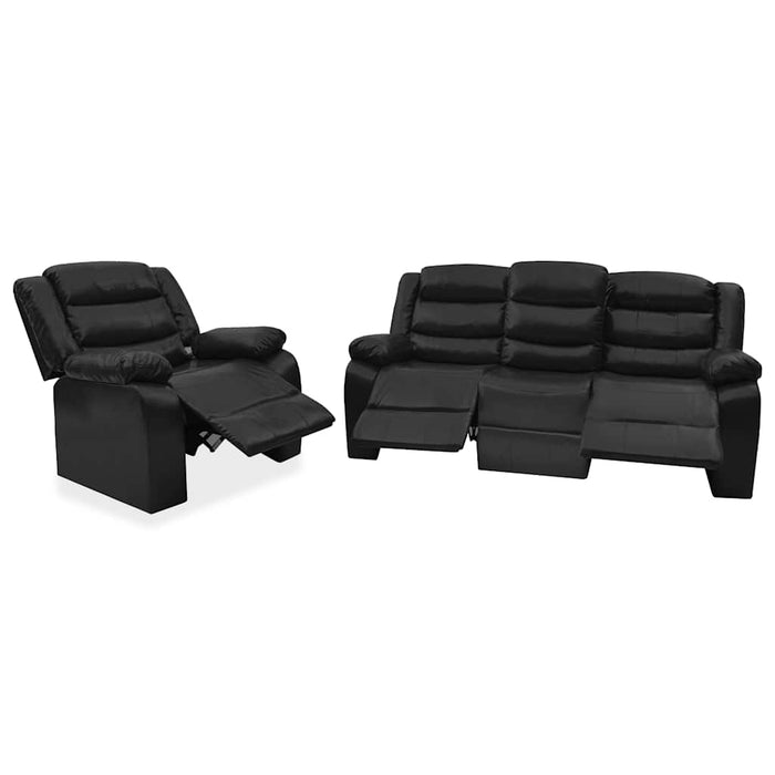 Set canapea rabatabilă, 2 piese, negru, piele ecologică WALTI