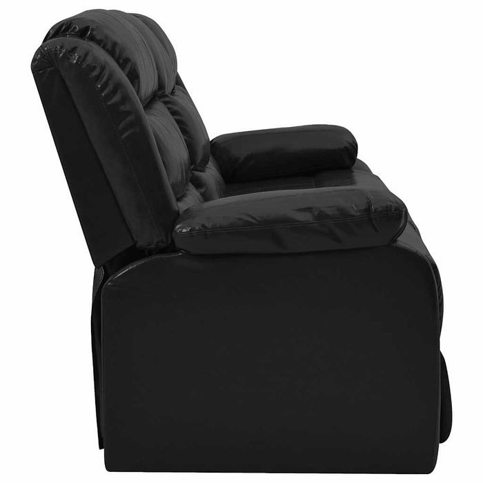 Set canapea rabatabilă, 2 piese, negru, piele ecologică WALTI