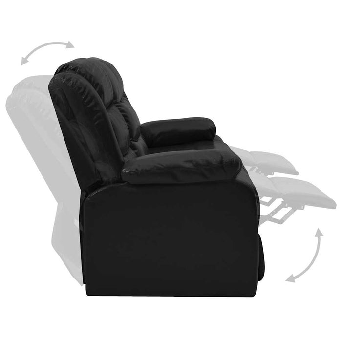 Set canapea rabatabilă, 2 piese, negru, piele ecologică WALTI