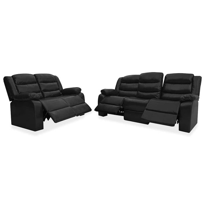 Set canapea rabatabilă, 2 piese, negru, piele ecologică WALTI