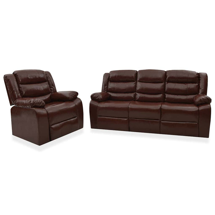 Set canapea rabatabilă, 2 piese, maro, piele ecologică WALTI