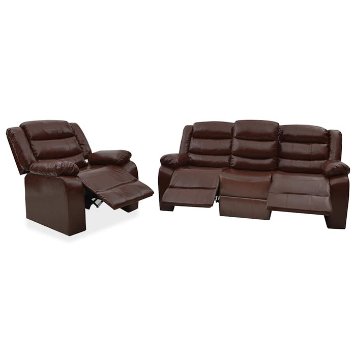 Set canapea rabatabilă, 2 piese, maro, piele ecologică WALTI