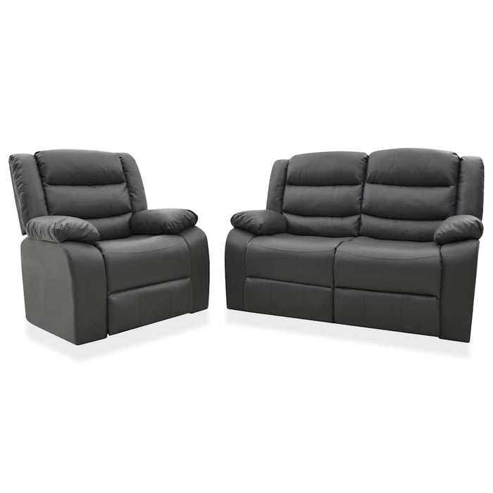 Set canapea rabatabilă, 2 piese, gri, piele ecologică WALTI