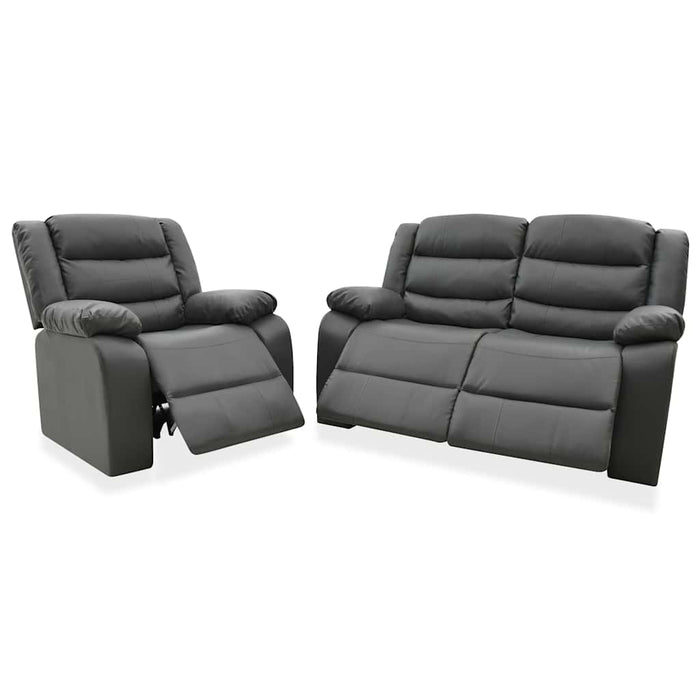 Set canapea rabatabilă, 2 piese, gri, piele ecologică WALTI