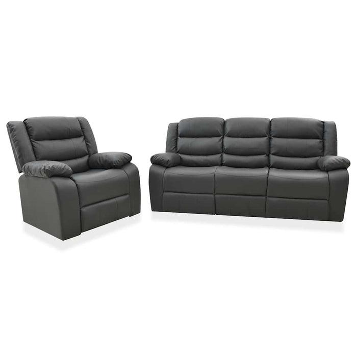 Set canapea rabatabilă, 2 piese, gri, piele ecologică WALTI